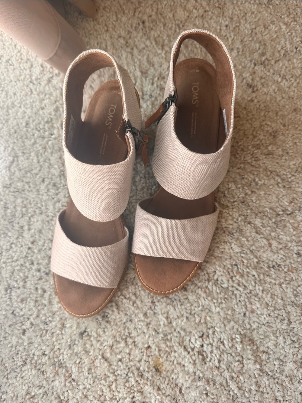 Majorca Cutout Sandal Women's Neutral Canvas Block Heel Sandals - Beige - Picture 3 of 6